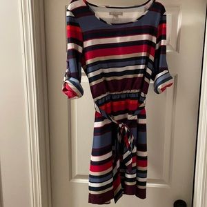 Banana Republic Size 6 Multi-Color Striped Tie Dress w/ Adjustable Sleeves